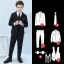 Navy Blue Long Sleeve Boys Wedding Suits 2022 Wedding Coat Pants Shirt Tie Vest