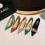 Mooie / Prachtige Zwarte Avond Rhinestone Suede Pumps 2023 Leer 8 cm Naaldhakken / Stiletto Spitse Neus Pumps Hoge Hakken