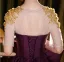 Elegant Purple Beading Lace Flower Bow Satin Prom Dresses 2025 A-Line / Princess Scoop Neck Short Sleeve Backless Floor-Length / Long Prom Formal Dresses