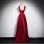 Chic / Beautiful Burgundy Prom Dresses 2024 A-Line / Princess Strapless Sleeveless Backless Floor-Length / Long Prom Formal Dresses