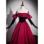 Elegant Burgundy Prom Dresses 2022 Ball Gown Strapless Sleeveless Backless Floor-Length / Long Prom Formal Dresses