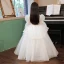 Charming White Birthday Flower Girl Dresses 2022 Ball Gown Cascading Ruffles V-Neck Beading Sequins 3/4 Sleeve Backless Floor-Length / Long Flower Girl Dresses