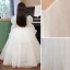 Charming White Birthday Flower Girl Dresses 2022 Ball Gown Cascading Ruffles V-Neck Beading Sequins 3/4 Sleeve Backless Floor-Length / Long Flower Girl Dresses