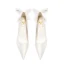 Elegante Weiß Leder Satin Schleife Brautschuhe 2023 7 cm Thick Heels Spitzschuh Hochzeit Pumps Hochhackige