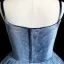 Charming Sky Blue Sequins Evening Party Flower Girl Dresses 2022 Ball Gown V-Neck Sleeveless Backless Floor-Length / Long Flower Girl Dresses