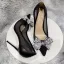 Charming Black Evening Party Rhinestone Pearl Bow Pumps 2022 12 cm Stiletto Heels Pointed Toe Pumps High Heels