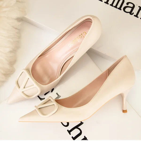Chic / Belle Beige Promo Escarpins Talons Hauts 2022 9 cm Talons Aiguilles À Bout Pointu Escarpins