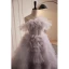 Charmant Lavendel Fallende Rüsche Abendkleider 2023 Ballkleid Bandeau Ärmellos Rückenfreies Sweep / Pinsel Zug Abend Festliche Kleider