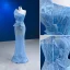 Sexy Sky Blue Beading Sequins Evening Dresses 2023 Trumpet / Mermaid Strapless Sleeveless Backless Floor-Length / Long Evening Party Formal Dresses