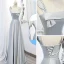 Modest / Simple Silver Grey Satin Bridesmaid Dresses 2022 A-Line / Princess Short Sleeve Backless Floor-Length / Long Wedding Party Dresses