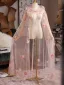 Lovely Blushing Pink Handmade  Appliques Prom shawl cloak 2025 Tulle