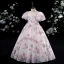 Chic / Beautiful Blushing Pink Prom Flower Girl Dresses Ball Gown 2022 Scoop Neck Beading Multi-Colors Sequins Puffy Short Sleeve Floor-Length / Long Flower Girl Dresses