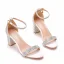 Seksowne Multi-Kolory Rhinestone Buty Ślubne 2022 Z Paskiem 7 cm Grubym Obcasie Peep Toe Ślub Sandały Wysokie Obcasy