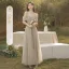 Modest / Simple Grey Bridesmaid Dresses 2022 A-Line / Princess Short Sleeve Backless Floor-Length / Long Bridesmaid