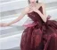 Fashion Burgundy Bow Prom Dresses 2025 A-Line / Princess Strapless Sleeveless Backless Floor-Length / Long Prom Formal Dresses