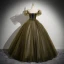 Elegant Army Green Appliques Prom Dresses 2024 Ball Gown Ruffle Off-The-Shoulder Sleeveless Backless Floor-Length / Long Prom Formal Dresses
