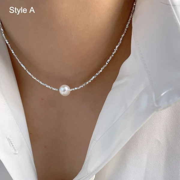 Bling Bling Silver Sterling Silver Prom Pearl Necklace Bracelets Accessories 2023