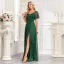 Vintage / Originale Vert Foncé Glitter Fendue devant Robe De Bal 2025 Trompette / Sirène Encolure Carrée Manches Courtes Dos Nu Longue Promo Robe De Ceremonie