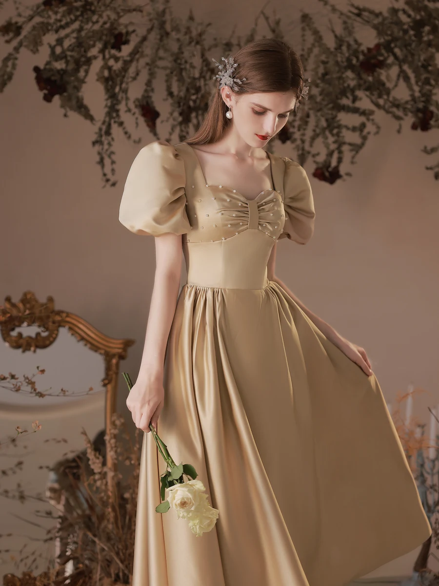 Chic Beautiful Champagne Gold Pearl Homecoming Graduation Dresses 2023 A-Line Princess Chic Beautiful Champagne Gold Pearl Homecoming Graduation Dresses 2023 A-Line Princess