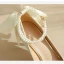 Élégant Ivoire Perle Noeud Bride Cheville Chaussure De Mariée 2023 Satin 8 cm Talons Aiguilles À Bout Pointu Mariage Escarpins Talons Hauts