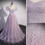 Chic / Beautiful Lavender Beading Sequins Prom Dresses 2022 A-Line / Princess Strapless Short Sleeve Backless Bow Pearl Floor-Length / Long Prom Formal Dresses