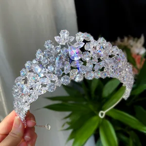 Elegante Zilveren Rhinestone Zirkonium Huwelijk Bruids Haaraccessoires Tiara 2022