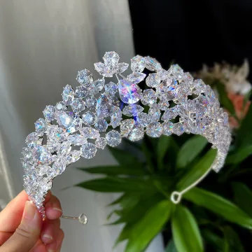 Élégant Argenté Faux Diamant Zircon Mariage Accessoire Cheveux Mariage Tiare 2022