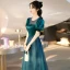 Vintage / Retro Green Prom Dresses 2022 A-Line / Princess Scoop Neck Short Sleeve Backless Floor-Length / Long Prom Formal Dresses