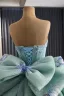 Luxury / Gorgeous Mint Green Handmade  Glitter Sequins Beading Prom Dresses 2025 Ball Gown Strapless Sleeveless Backless Bow Royal Train Formal Dresses