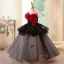 Chic / Beautiful Black Appliques Sequins Birthday Flower Girl Dresses 2025 Ball Gown Scoop Neck Sleeveless Floor-Length / Long Tulle