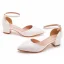Modest / Simple White Wedding Shoes 2023 Ankle Strap 10 cm Thick Heels Pointed Toe Wedding Shoes High Heels