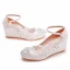 Élégant Blanche Faux Diamant En Dentelle Fleur Chaussure De Mariée 2023 5 cm Compensées À Bout Pointu Mariage Talons