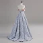Charming Fashion Sky Blue Prom Dresses 2022 A-Line / Princess Strapless Sleeveless Backless Floor-Length / Long Prom Formal Dresses