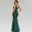 Bling Bling Bleu Marine Paillettes Robe De Soirée 2023 Trompette / Sirène V-Cou Sans Manches Dos Nu Longue Soirée Robe De Ceremonie
