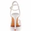 Elegant White Pearl Wedding Shoes 2023 Ankle Strap 10 cm Stiletto Heels Open / Peep Toe Wedding Sandals High Heels