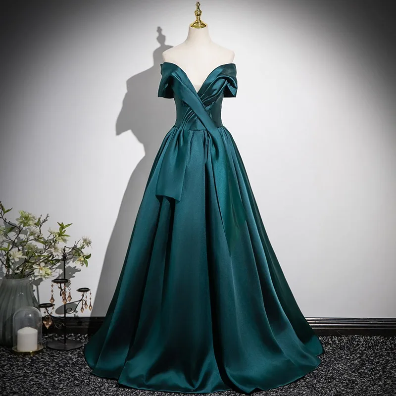 slim fit dress slacks A-Line Sweetheart Neck Satin Peacock Blue Long Prom Dress US 10 / Peacock Blue main image 0