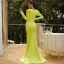 Sexy Jaune Robe De Soirée 2022 Trompette / Sirène V-Cou Manches Longues Train De Balayage Soirée Robe De Ceremonie