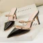 Sexy Black Rivet Evening Party Womens Shoes High Heels 2022 7 cm Stiletto Heels Pointed Toe Womens Shoes