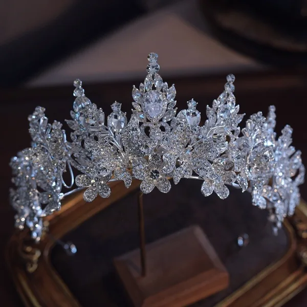 Charmant Argenté Fait main Faux Diamant Cristal Alliage Mariage Couronner Accessoire Cheveux Mariage 2025