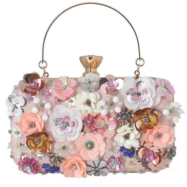 Flower Fairy Ocean Blue Pearl Rhinestone Sequins Prom Clutch Bags 2024