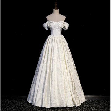 Vintage Retro Ivory Printing Prom Dresses 2023 A Line Princess Off The Shoulder Short Sleeve Backless Floor Length Long Formal Dresses