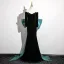 Chic / Beautiful Black Velvet Evening Dresses 2025 Trumpet / Mermaid Off-The-Shoulder Short Sleeve Backless Bow Sweep Train Evening Party Formal Dresses