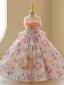 Charming Champagne Beading Rhinestone Sequins Appliques Flower Girl Dresses 2023 Ball Gown Scoop Neck Birthday Sleeveless Backless Bow Floor-Length / Long