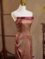 Sexy Brown Embroidered Evening Dresses 2024 Trumpet / Mermaid Strapless Sleeveless Backless Floor-Length / Long Evening Party Formal Dresses