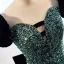 Scintillantes Vert Foncé Perlage Paillettes Robe De Soirée 2023 Trompette / Sirène Encolure Carrée Manches Courtes Dos Nu Noeud Longue Soirée Robe De Ceremonie