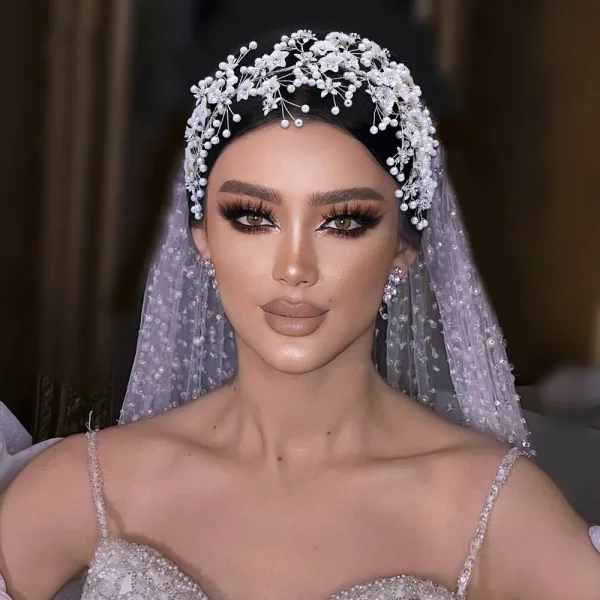 Sjarmerende Hvit Perle Rhinestone Legering Bryllup Har Tilbehor 2024