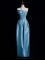 Chinese style Pool Blue Evening Dresses 2024 Trumpet / Mermaid Strapless Sleeveless Backless Floor-Length / Long Evening Party Formal Dresses