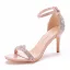 Charmant Weiß Strass Brautschuhe 2022 Knöchelriemen 8 cm Stilettos Peeptoes Hochzeit Sandaletten Hochhackige