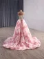 Haut de Gamme Rougissant Rose Fait main Faux Diamant Fendue devant Robe De Bal 2025 Trompette / Sirène Bustier Sans Manches Dos Nu Tribunal Train Robe De Ceremonie