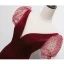 Elegant Burgundy Beading Velvet Evening Dresses 2023 Trumpet / Mermaid Scoop Neck Zipper Up at Side Puffy Short Sleeve Backless Floor-Length / Long Prom Formal Dresses